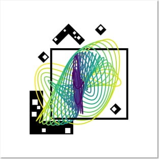 Harmonograph Pendulum Geometry | Viridis MultiVerse Yellow Green Blue Posters and Art